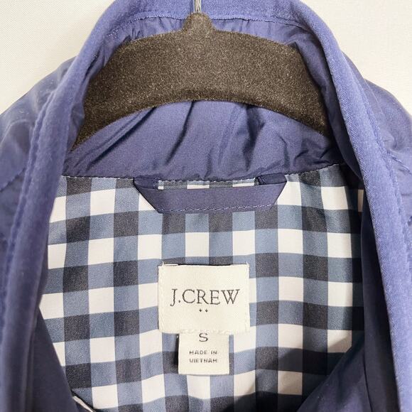 J Crew Womens Small Navy Blue Puffer Vest Quilted With Snap Pockets Gold Zipper - Picture 7 of 10